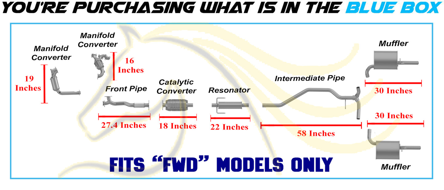 2006-2008 Ford Fusion 3.0L EPA Approved Stainless Steel Complete Exhaust System
