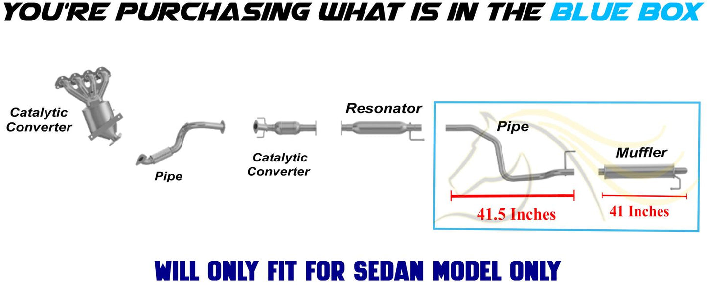 2012-2016 Chevrolet Sonic 1.4L 1.8L Stainless Steel Intermediate Pipe & Muffler Kit