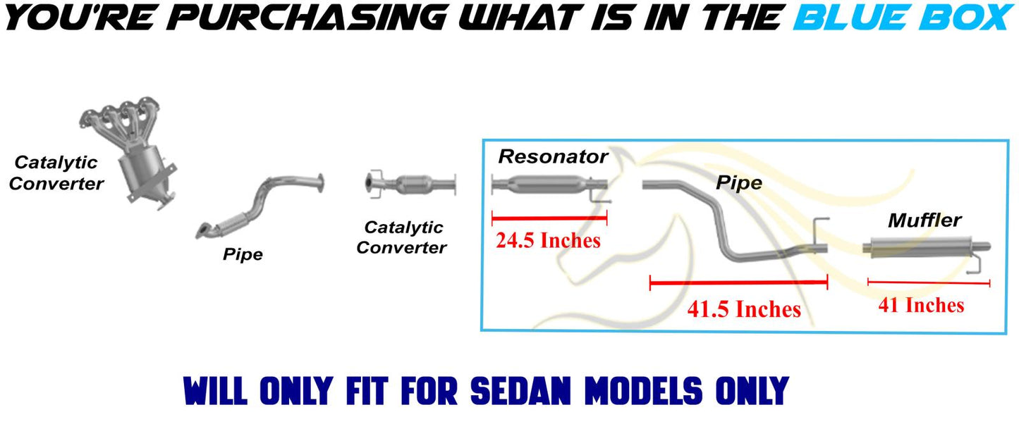2012-2016 Chevrolet Sonic 1.4L 1.8L Stainless Steel Resonator Intermediate Pipe Muffler Kit