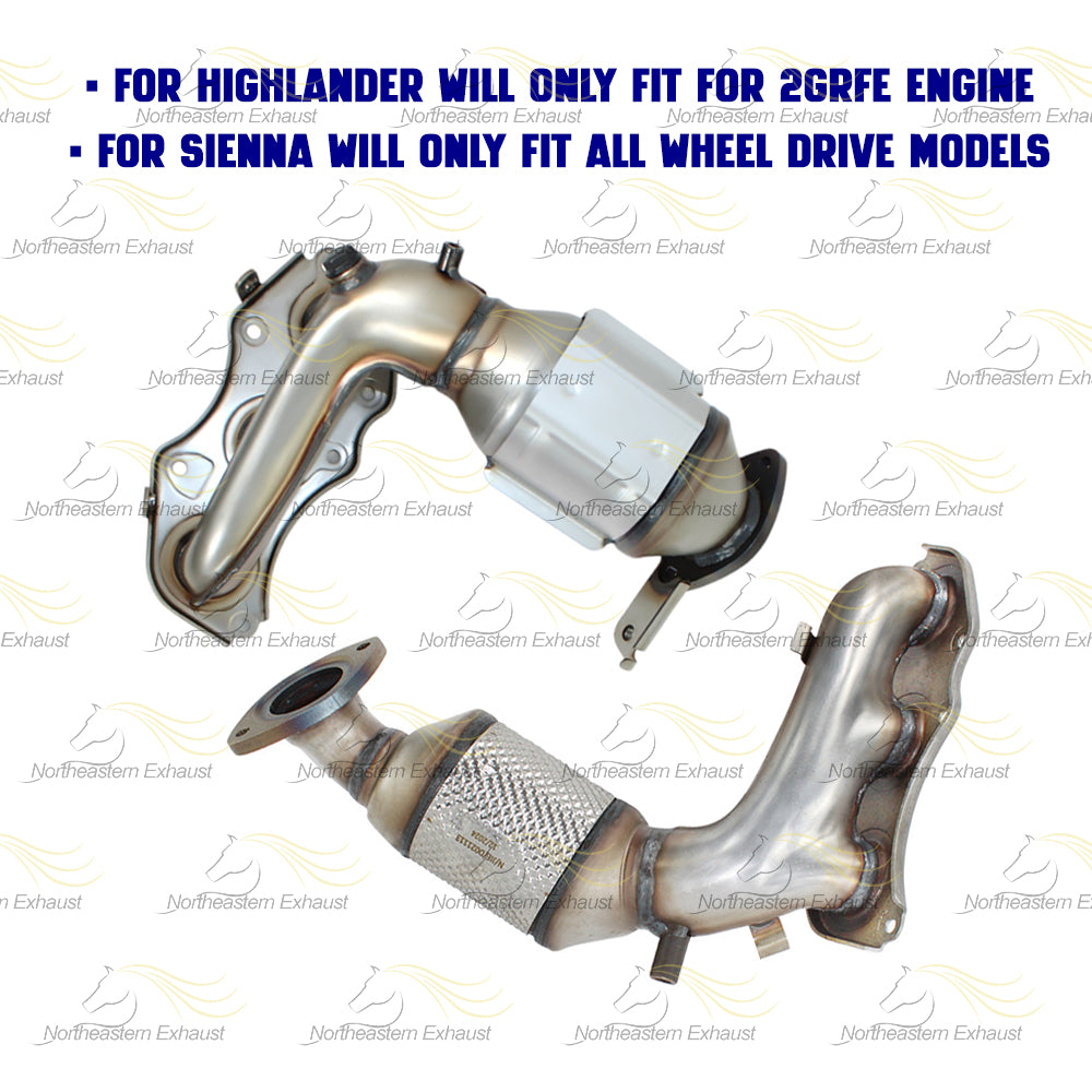 Pair of EPA Exhaust Manifold Catalytic Converter for 2010-2016 RX350, Sienna, Highlander 3.5L