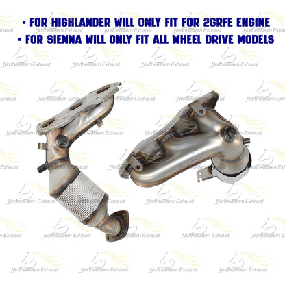 Pair of EPA Exhaust Manifold Catalytic Converter for 2010-2016 RX350, Sienna, Highlander 3.5L
