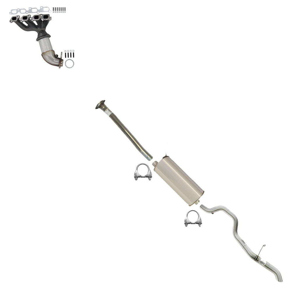 2007 Chevrolet Colorado 2.9L Exhaust Manifold Catalytic Converter Pipes and Muffler Kit