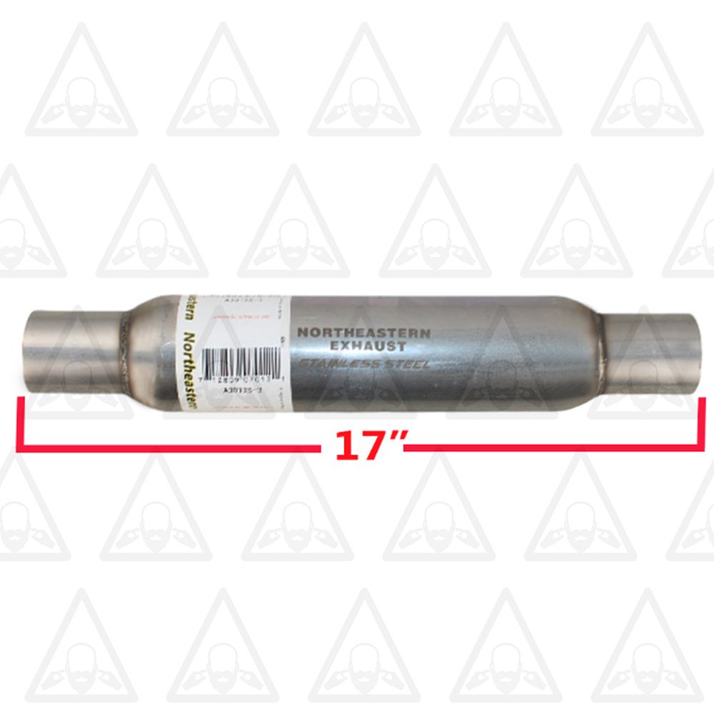 Two Universal Glass Pack Muffler/Resonator Exhaust 2" ID | 2.12" OD | 17" Long
