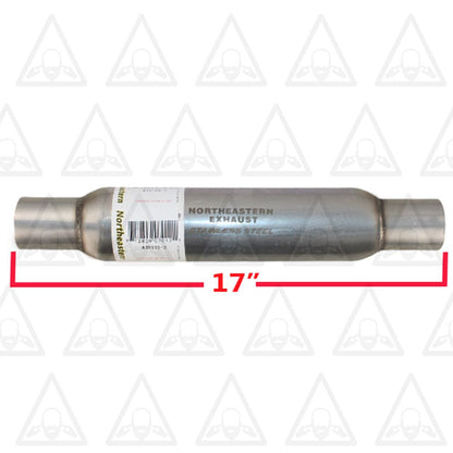 Two Universal Glass Pack Muffler/Resonator Exhaust 2" ID | 2.12" OD | 17" Long