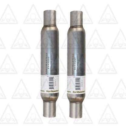 Two Universal Glass Pack Muffler/Resonator Exhaust 2" ID | 2.12" OD | 17" Long