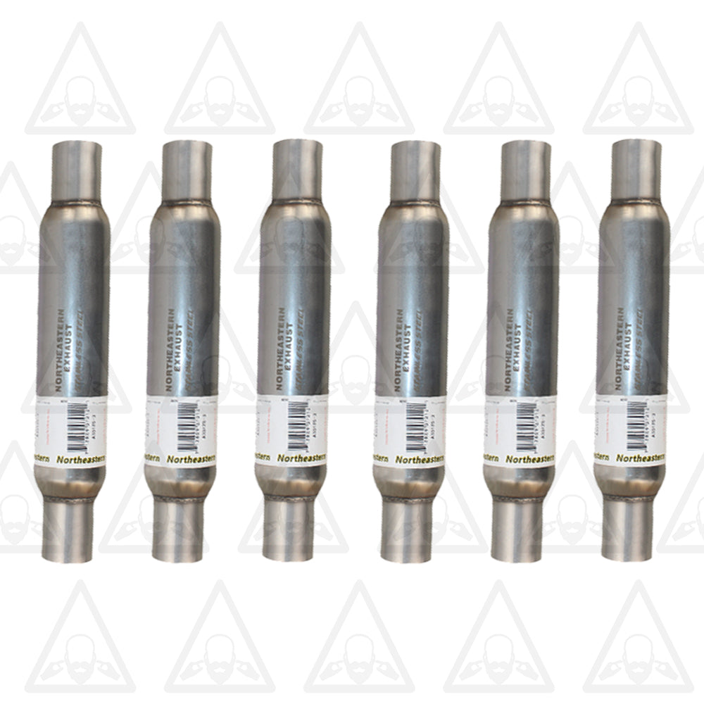 Six Universal Glass Pack Muffler/Resonator Exhaust 2"ID | 2.12" OD | 17" length