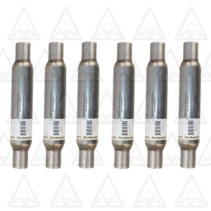 Six Universal Glass Pack Muffler/Resonator Exhaust 2"ID | 2.12" OD | 17" length