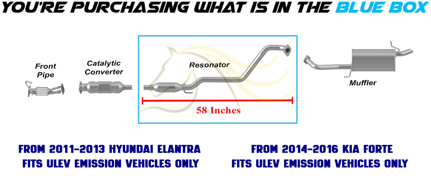 2011-2013 Hyundai Elantra 1.8L & 2014-2018 Kia Forte 2.0L Stainless Steel Exhaust Resonator Pipe
