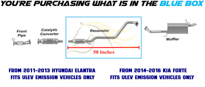 2011-2013 Hyundai Elantra 1.8L & 2014-2018 Kia Forte 2.0L Stainless Steel Exhaust Resonator Pipe