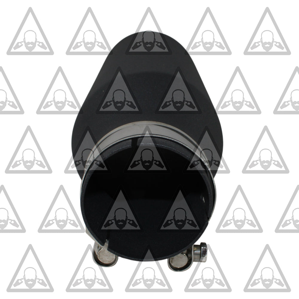 One Powder Coated Black Exhaust Tip 2.5" Inlet | 4" Outlet | 12" Long