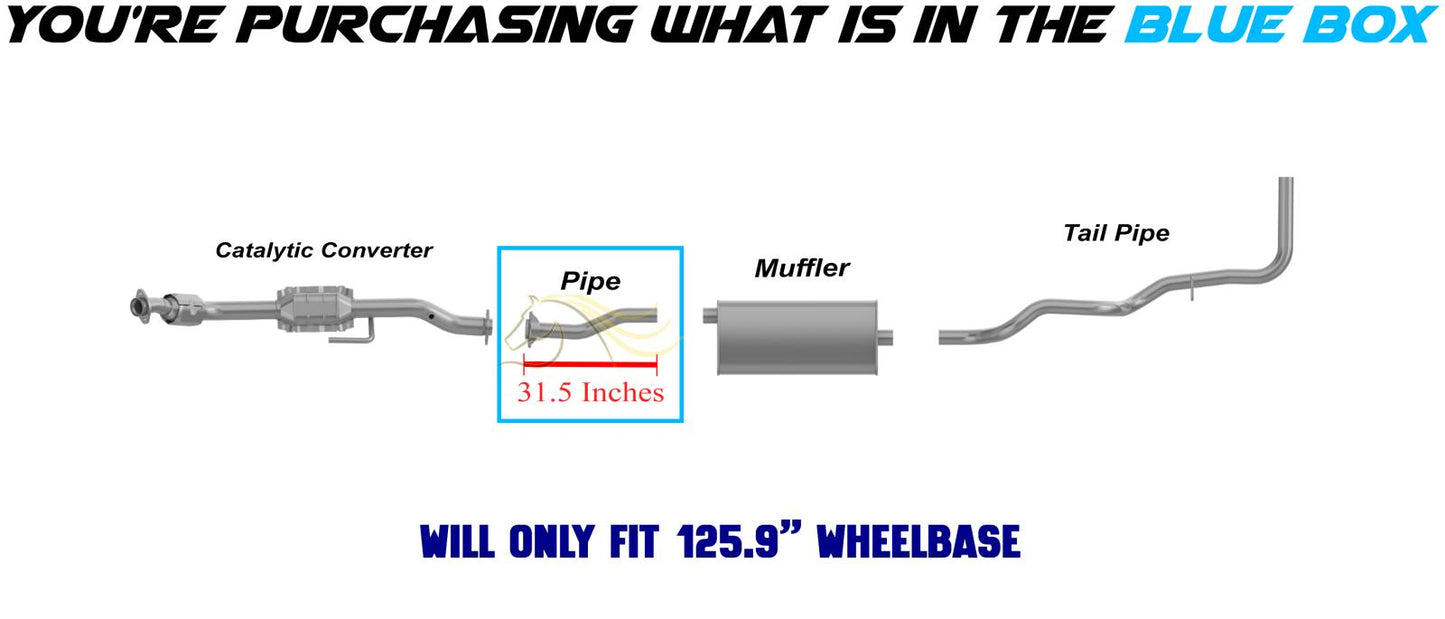 Stainless Steel Exhaust Intermediate Pipe for 1998-2003 Mazda B3000 3.0L | 1998-2003 Mazda B4000 4.0L | 125.9in WB