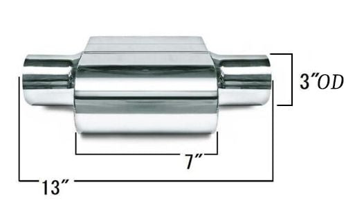 Stainless Steel Performance Universal Single Chamber Muffler 3"ID/OD Center