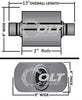 Stainless Steel Performance Universal Single Chamber Muffler 3"ID/OD Center