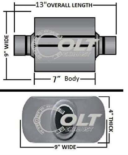 Stainless Steel Center Single Chamber Performance Race Muffler 3" ID/OD x 13" Long | 2 pcs