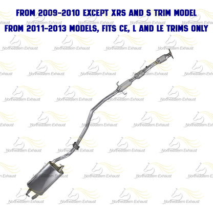 2009-2013 Toyota Corolla 1.8L Catalytic Converter w/ Resonator & Muffler System Kit