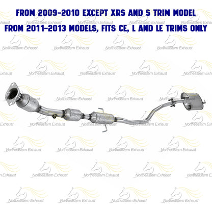 2009-2013 Toyota Corolla 1.8L Catalytic Converter w/ Resonator & Muffler System Kit