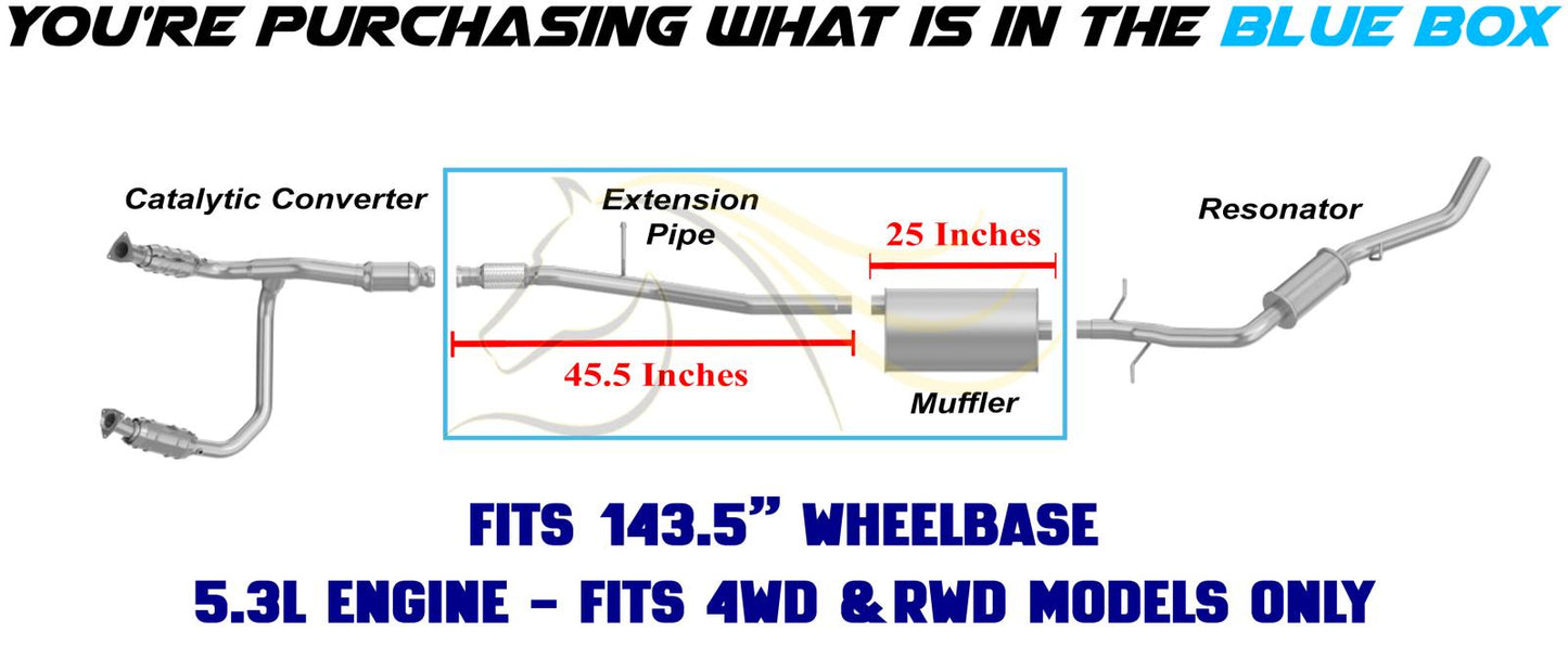 2014-2017 Chevy Silverado 1500 4.3L & 5.3L Stainless Steel Exhaust Pipe w/ Muffler Kit