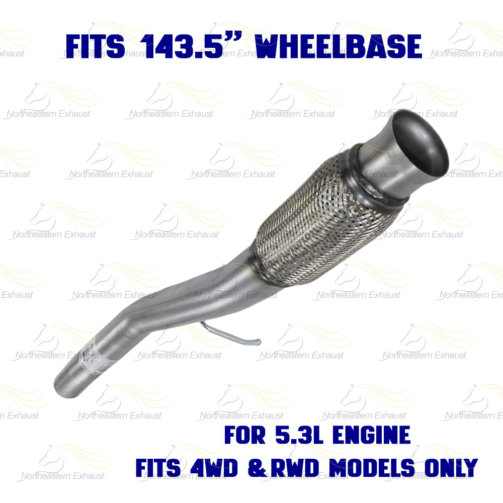 2014-2017 GMC Sierra 1500 4.3L, 5.3L 143.5" WB Stainless Steel Catalytic Back Exhaust Kit