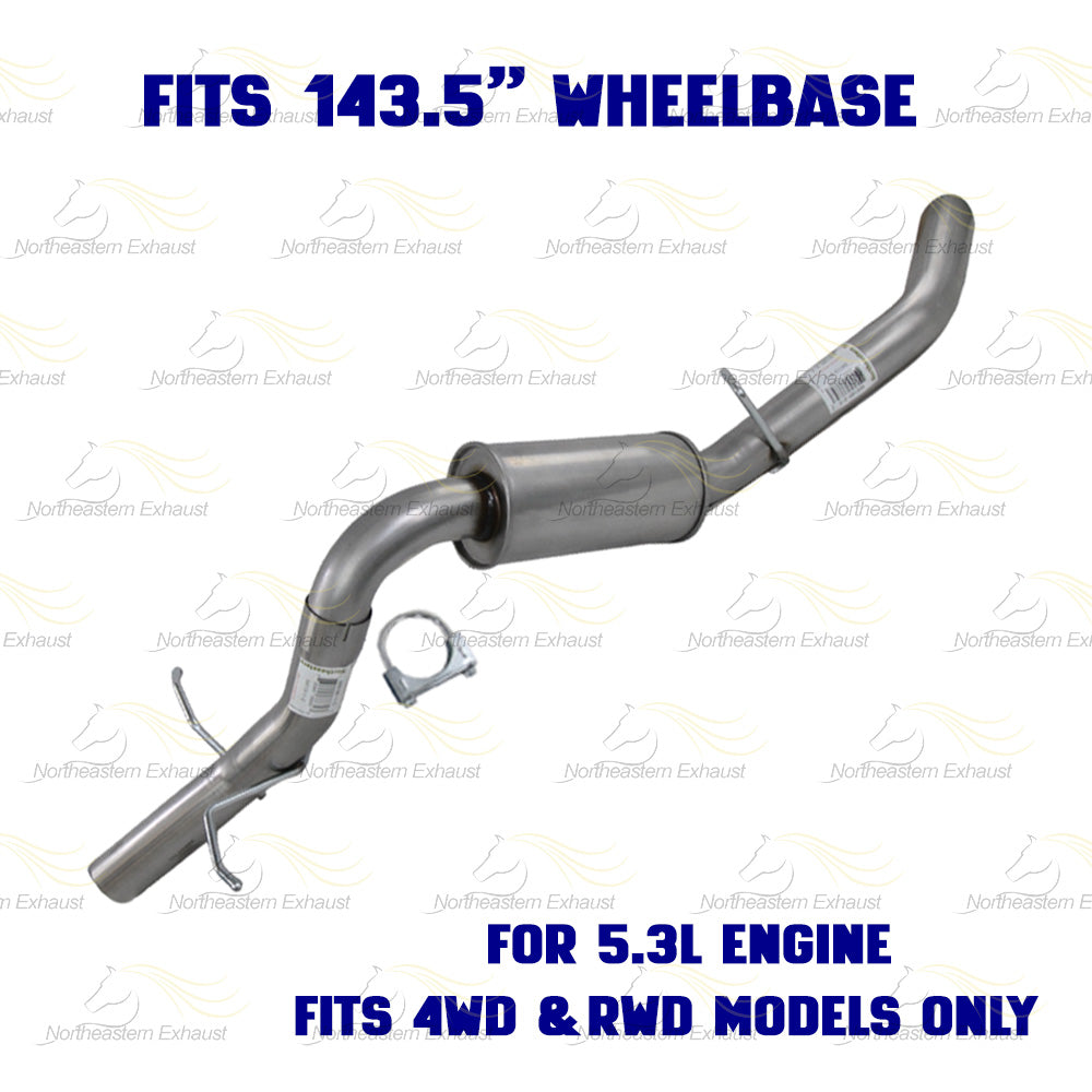 2014-2017 GMC Sierra 1500 4.3L, 5.3L 143.5" WB Stainless Steel Catalytic Back Exhaust Kit