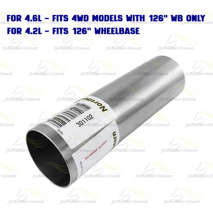 2005-2008 F-150 4.2L and 2004-2008 F-150 4.6L 4WD Stainless Steel Exhaust Pipe 126" WB