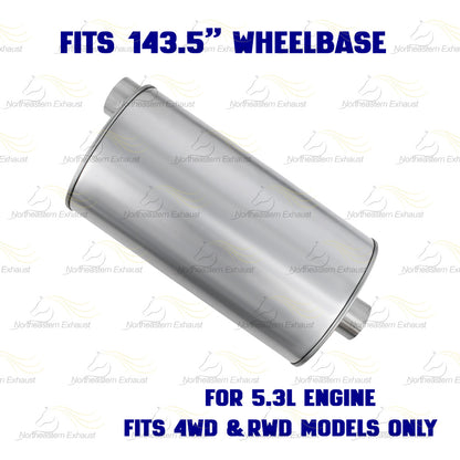 2014–2017 Sierra 1500 4.3L/5.3L 143.5" WB Catalytic, Extension Pipe & Muffler Kit - EPA Approved