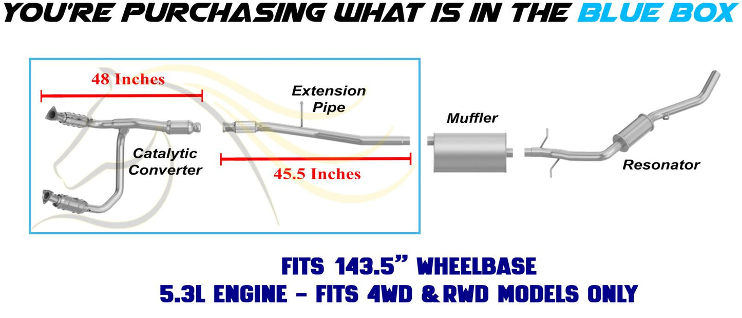 2014–2017 Chevrolet Silverado 1500 4.3L/5.3L 143.5in WB Exhaust Catalytic Converter & Exhaust Pipe Kit- EPA Approved