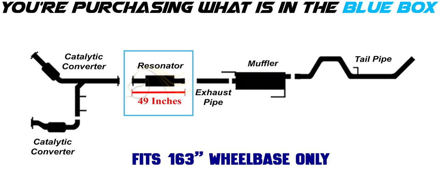 Stainless Steel Exhaust Resonator Pipe for Ford F-150 2011-2014 5.0L & 2013-2014 6.2L 163" WB