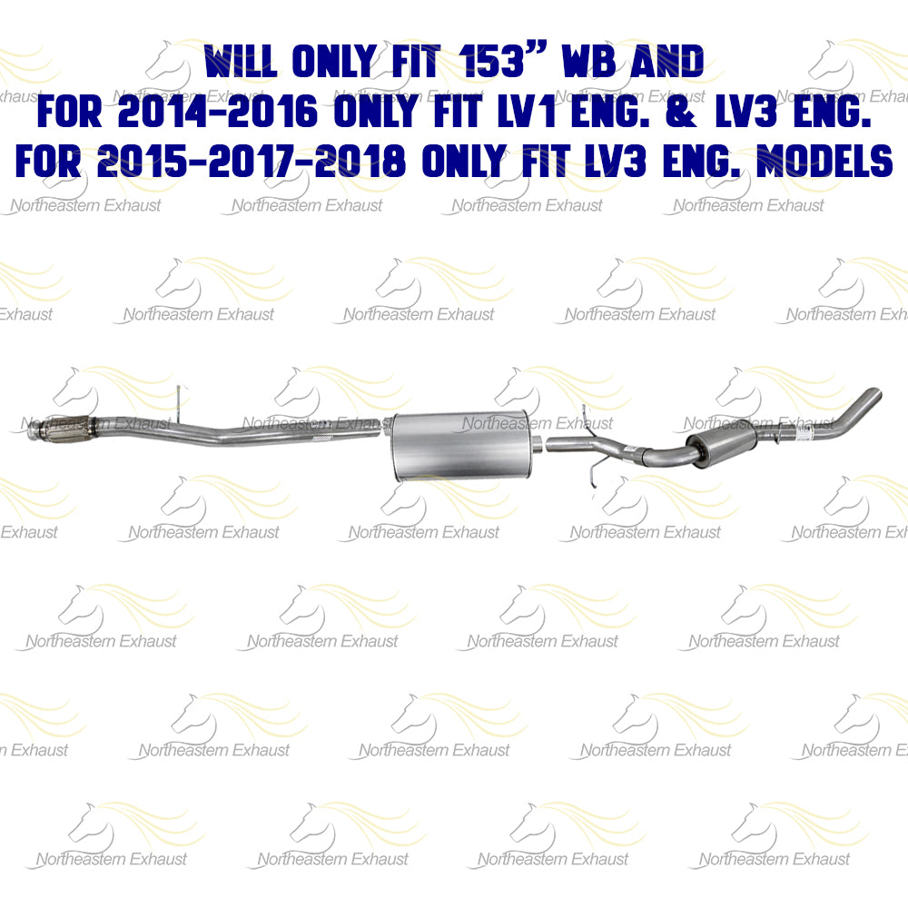 2014-2018 Chevy Silverado 1500 4.3L Exhaust Pipes and Muffler