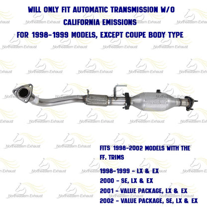1998-2002 Honda Accord 2.3L Exhaust Front Pipe w/ Catalytic Converter