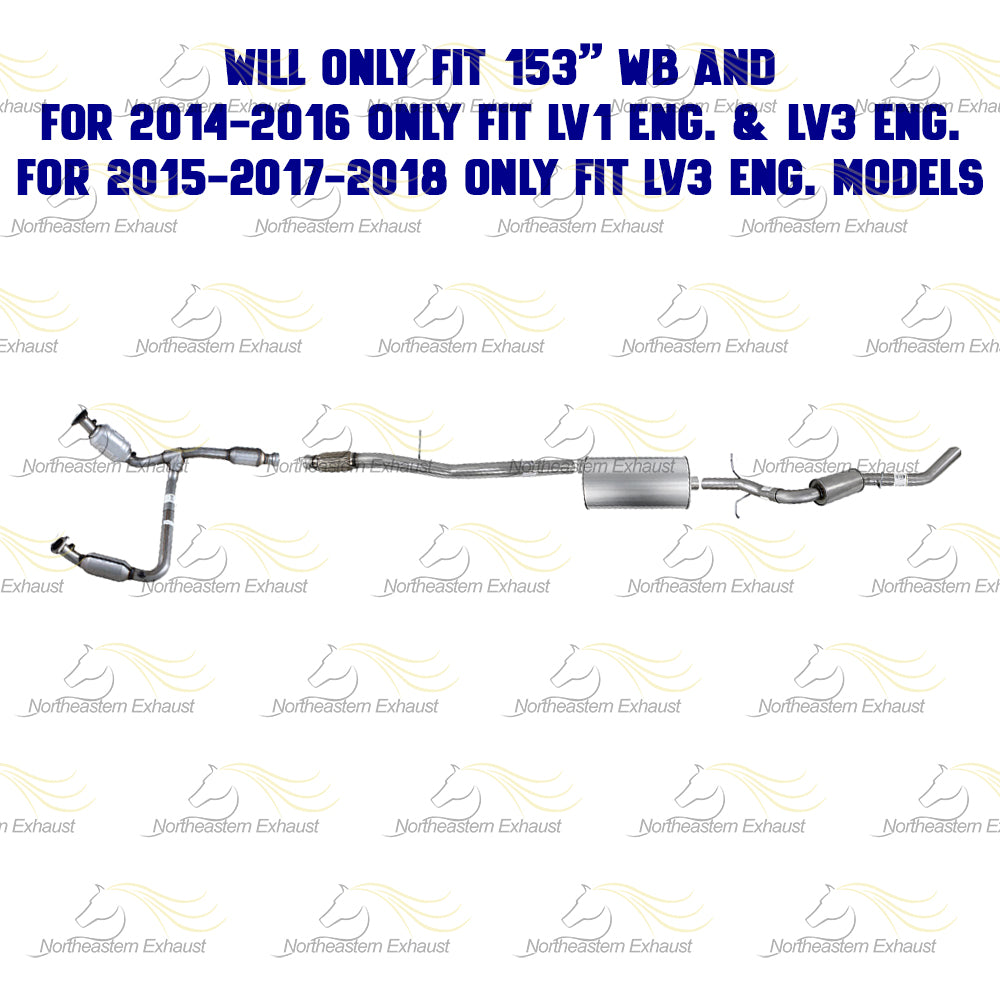 2014-2018 Chevy Silverado 1500 4.3L 153in WB Stainless Steel Complete Exhaust System Kit
