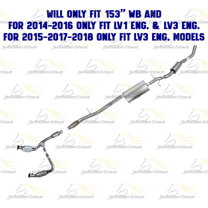 2014-2018 Chevy Silverado 1500 4.3L 153in WB Stainless Steel Complete Exhaust System Kit