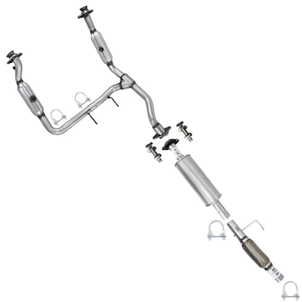 2011-2014 Ford F-150 3.5L 145in WB Pair of Exhaust Catalytic & Resonator w/ Flex Pipe Kit - EPA Approved