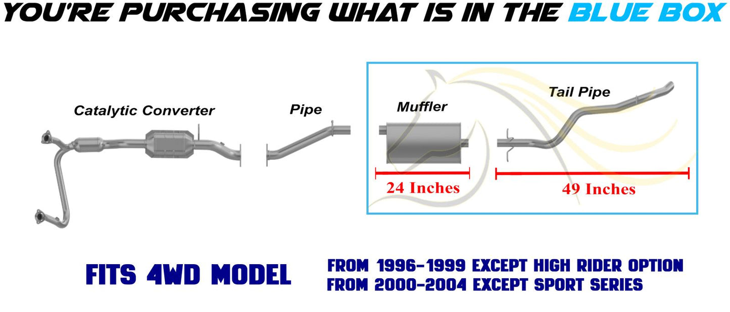 1996–2004 GMC Sonoma 4.3L 4WD Exhaust Muffler with Tail Pipe System Kit