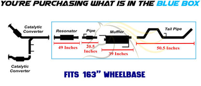 2011-2014 Ford F-150 3.5L 163in WB Stainless Steel Resonator Flex Pipe w/ Muffler & Tail Pipe Kit