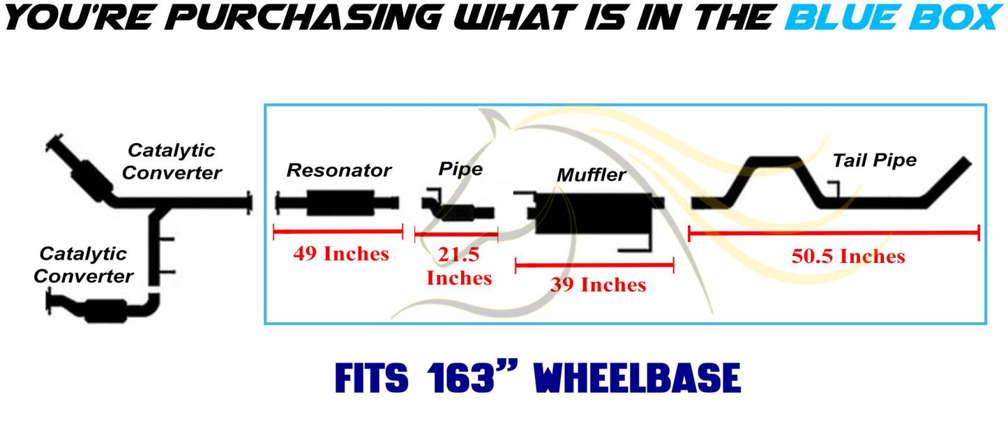 2011-2014 Ford F-150 3.7L 163in WB Stainless Steel Resonator Flex Pipe with Muffler & Tail Pipe Kit