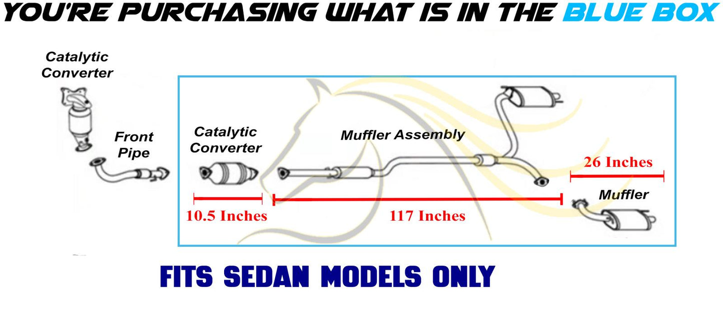 2009-2014 Acura TSX 2.4L SEDAN Exhaust Catalytic w/ Passenger & Driver Side Muffler Kit w/ Hangers - EPA Approved