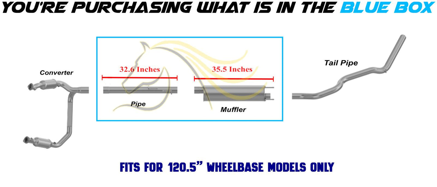 2006-2008 Dodge RAM 1500 3.7L 4.7L 120.5in WB Exhaust Pipe & Muffler Kit