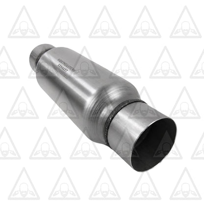 Stainless Steel Two Universal Chamber Round Performance Muffler 3.5" Inlet & 3.5" Outlet 18" Long
