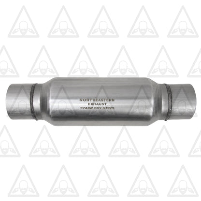 Stainless Steel Two Universal Chamber Round Performance Muffler 3.5" Inlet & 3.5" Outlet 18" Long