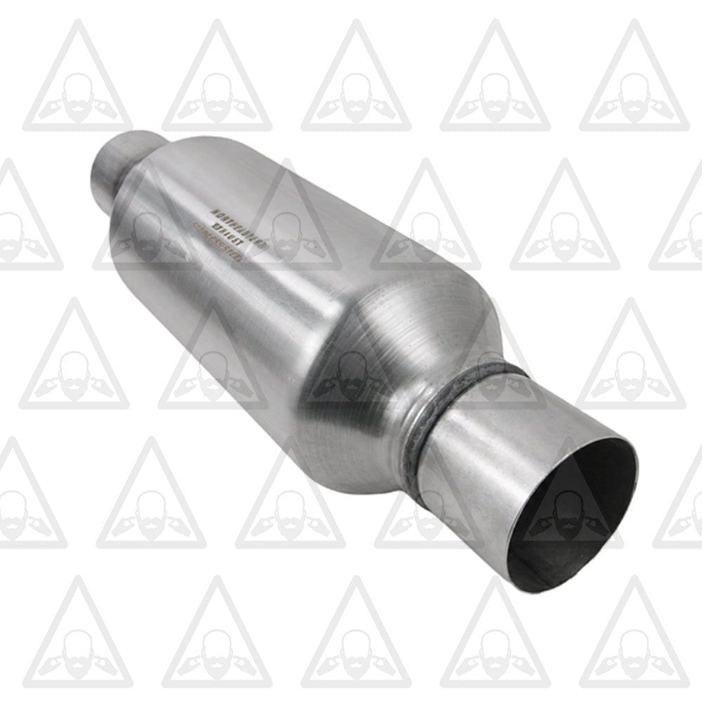 Stainless Steel Universal Chamber Round Performance Muffler 2.75" Inlet & 2.75" Outlet 18" Long