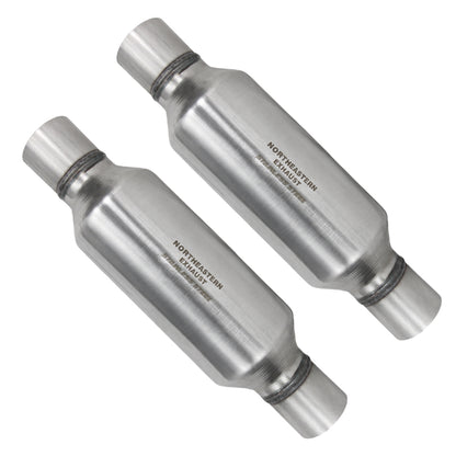 Stainless Steel Pair of Single Universal Chamber Round Performance Muffler 2.75" ID/OD 18" Long