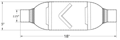 Stainless Steel Single Universal Chamber Round Performance Muffler 2.25" ID/OD 18" Long
