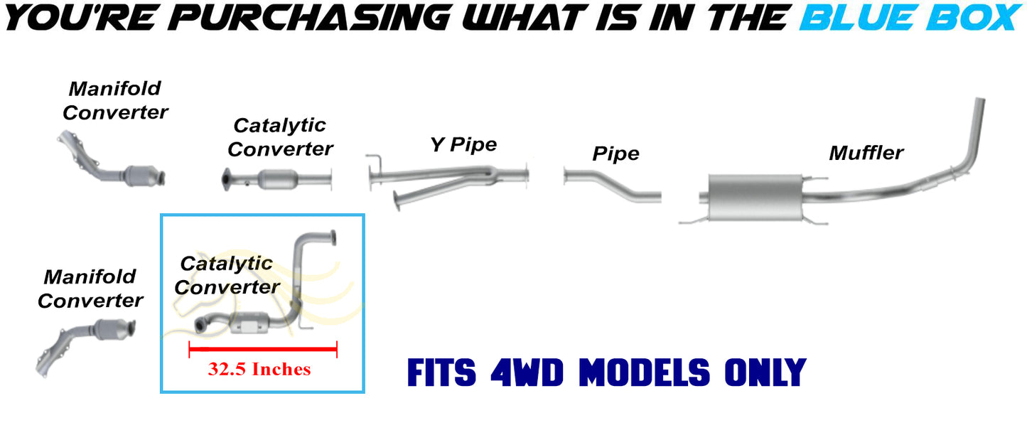 2016-2023 Toyota Tacoma 3.5L 4WD Stainless Steel Exhaust Rear Driver Side Catalytic - EPA
