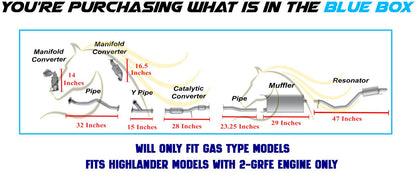 2014-2016 Toyota Highlander 3.5L EPA Approved Complete Exhaust Kit