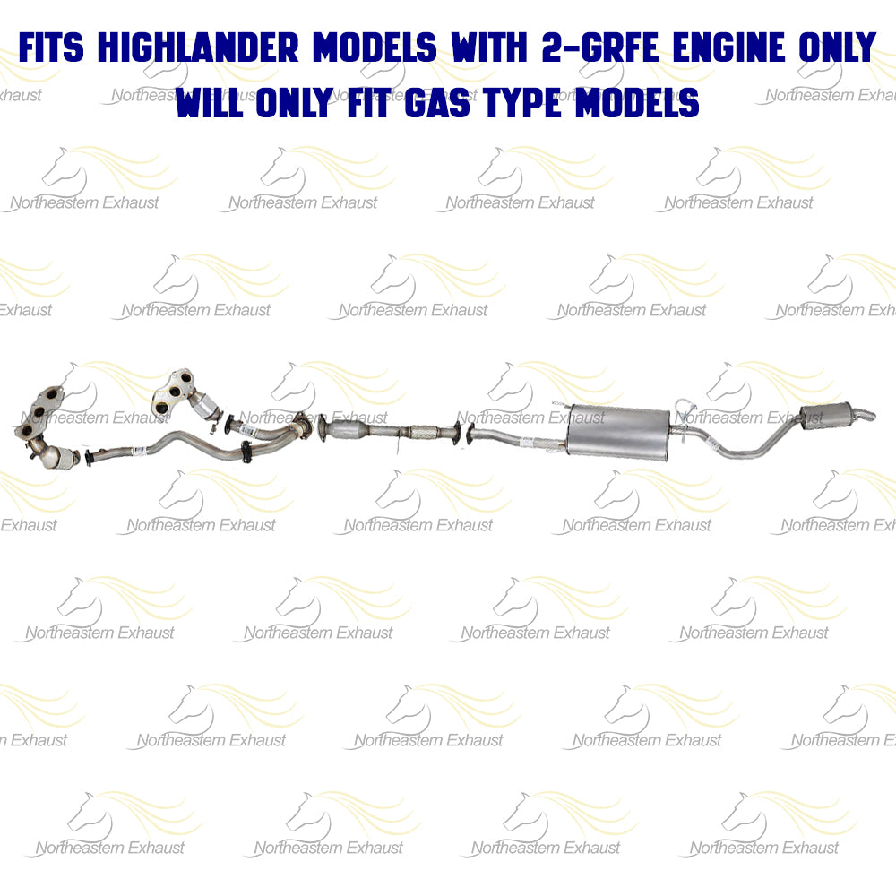 2014-2016 Toyota Highlander 3.5L EPA Approved Complete Exhaust Kit