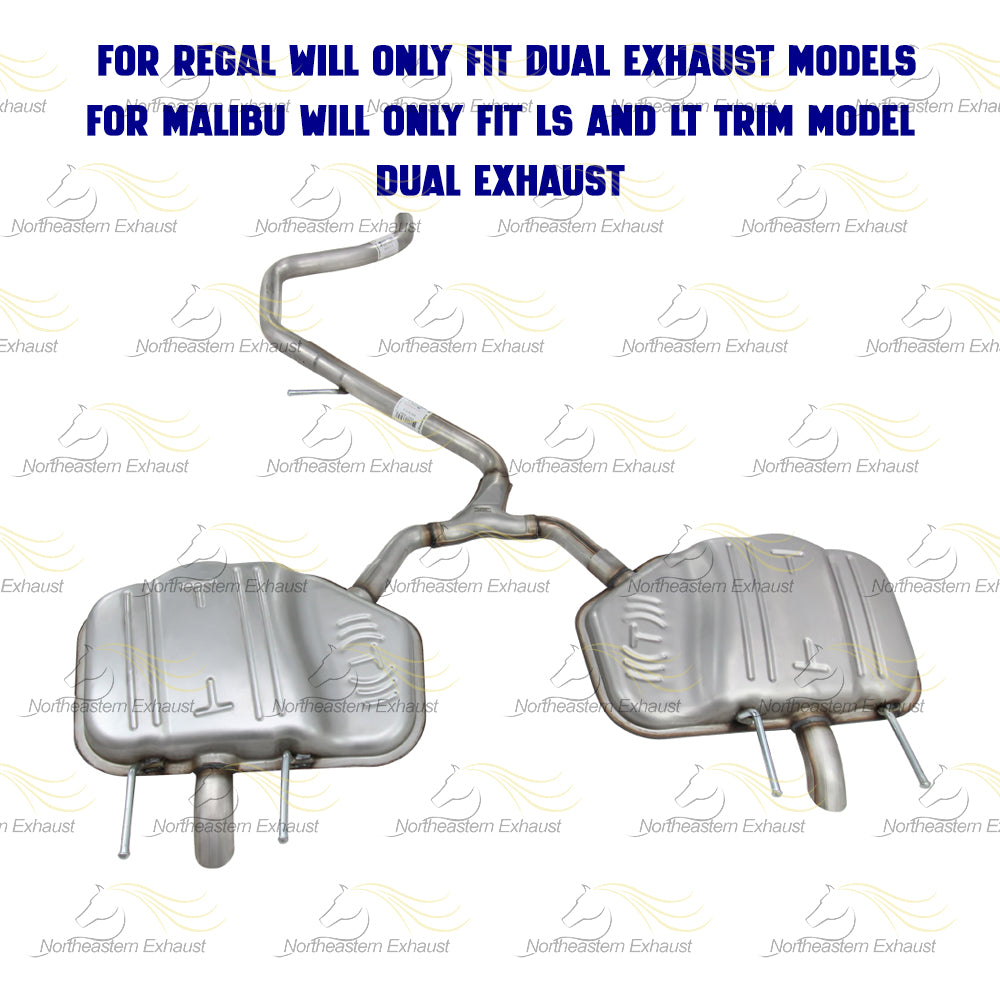 2011-2017 Buick Regal 2.4L Northeastern Exhaust Y-Pipe Pair of Mufflers