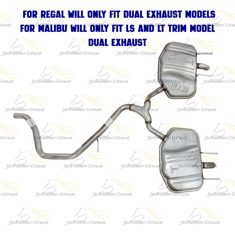 2011-2017 Buick Regal 2.4L Northeastern Exhaust Y-Pipe Pair of Mufflers