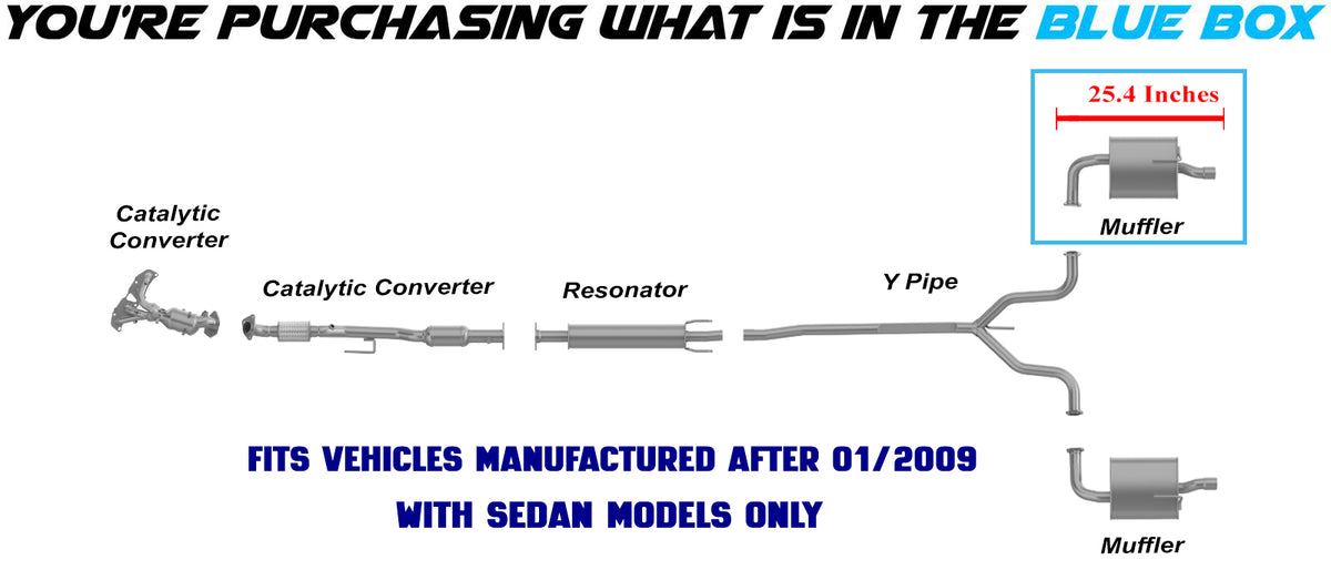 2007-2009 Nissan Altima 2.5L SEDAN Exhaust Passenger Side Rear Muffler | Stainless Steel