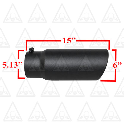 Black Powder-Coated Exhaust Tip 4.9" ID x 5.13" OD x 15" Long