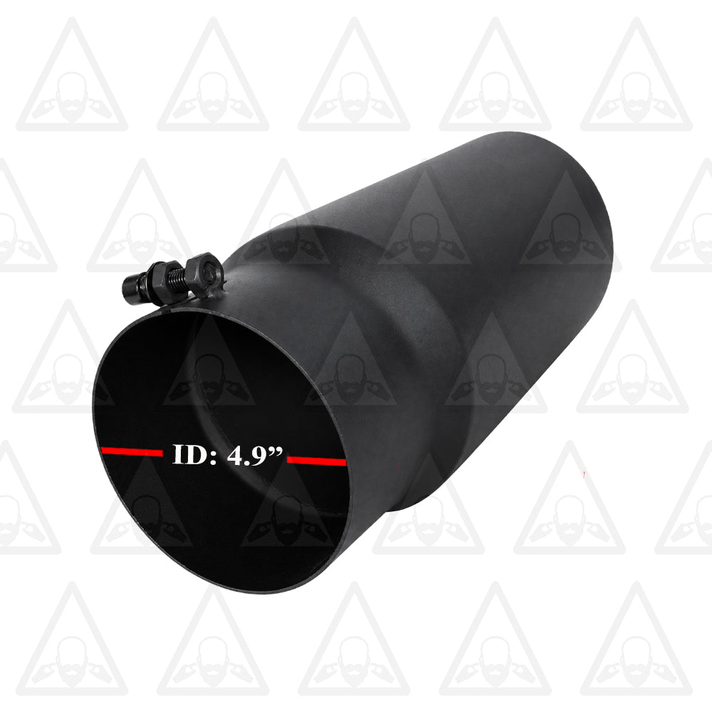 Black Powder-Coated Exhaust Tip 4.9" ID x 5.13" OD x 15" Long